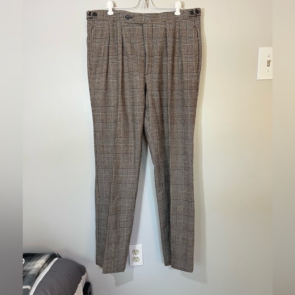 Vintage Y2K Womens Wool Plaid Trousers Pants Size 14ish Office Tailored Classic